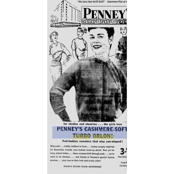 Vintage Turbo Orlon (Synthetic Cashmere) Sweater with Real Mink Collar - Picture 8 of 8